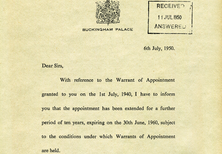 G HB Royal warrant Letter